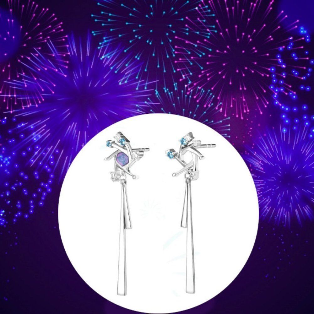 Sterling Silver Fireworks Earrings Tassel Dangle